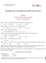 Một số đề kiểm tra học kì II Toán, Tiếng việt lớp 5 - Năm học 2014-2015